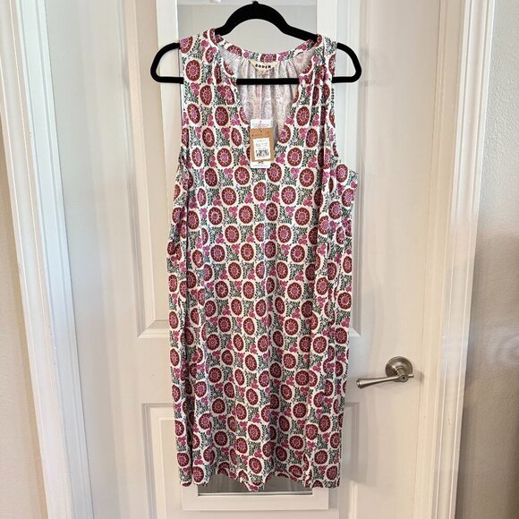 Boden NWT Notch-Neck Jersey Dress Gin Fizz Sunflower Sprig Size 16-18 - Picture 2 of 7